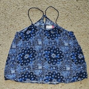 💙No Boundaries Navy and Cobalt Paisley Halter Camisole Tank Top